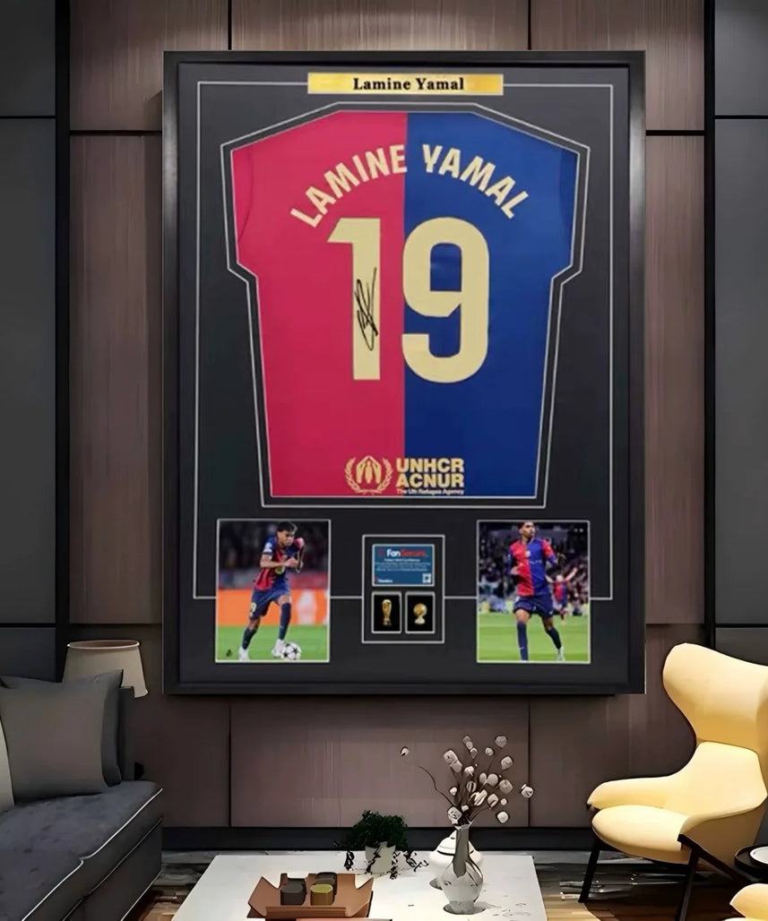 Lamine Yamal 19 Barcelona Signed Framed Jersey