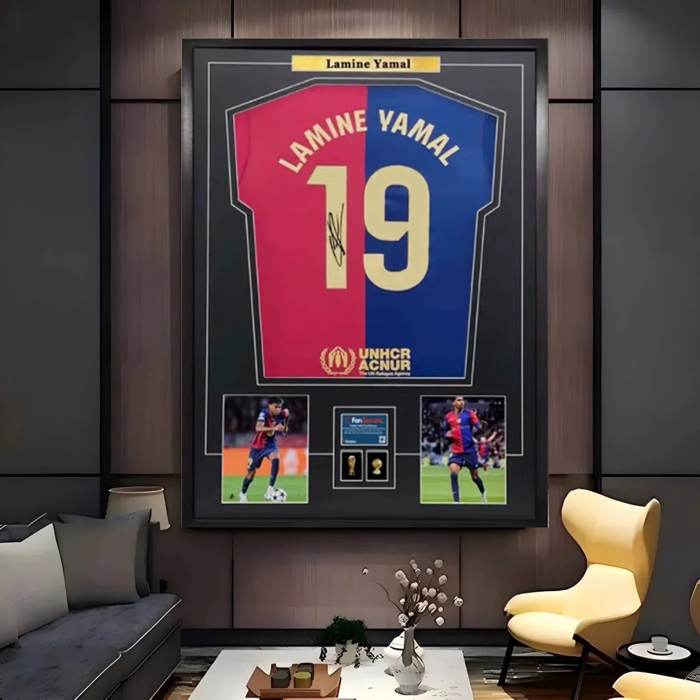 Lamine Yamal 19 Barcelona Signed Framed Jersey